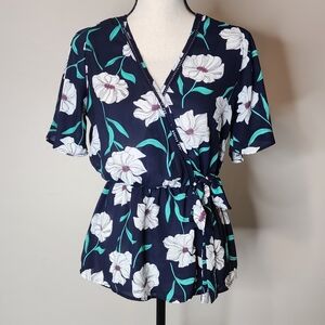 Sienna Sky Wrap Blouse with Tie